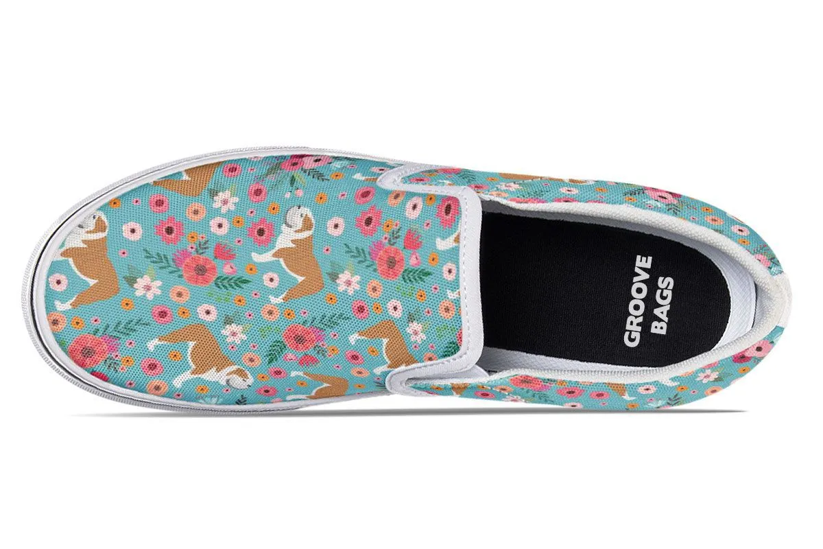 Bulldog Flower Slip-On Shoes