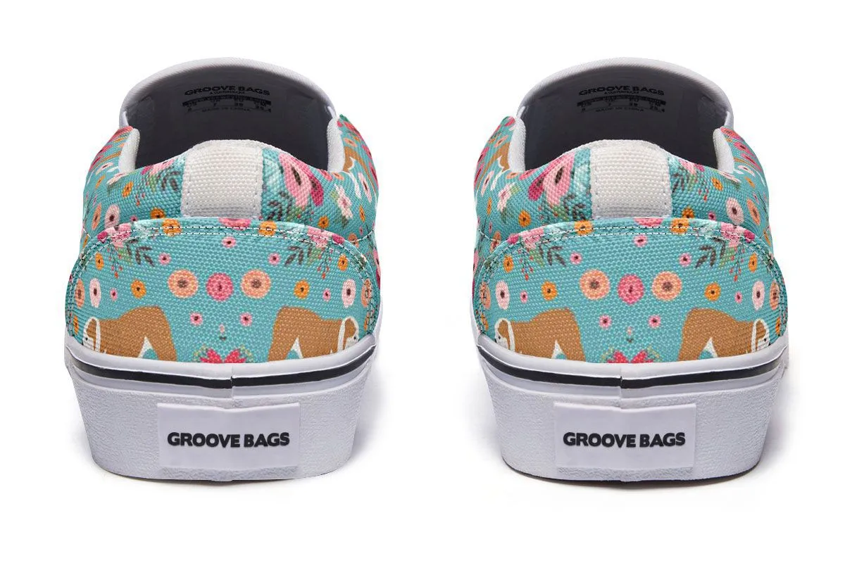 Bulldog Flower Slip-On Shoes