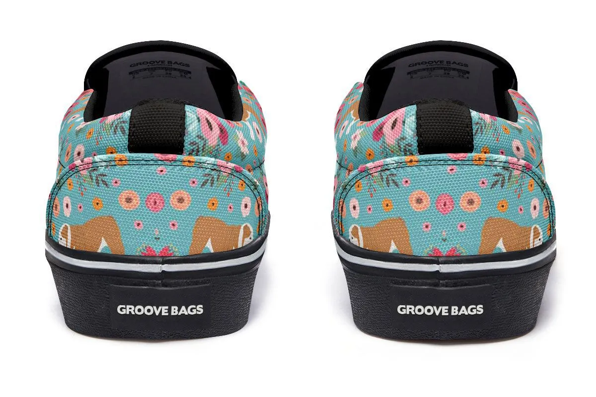 Bulldog Flower Slip-On Shoes
