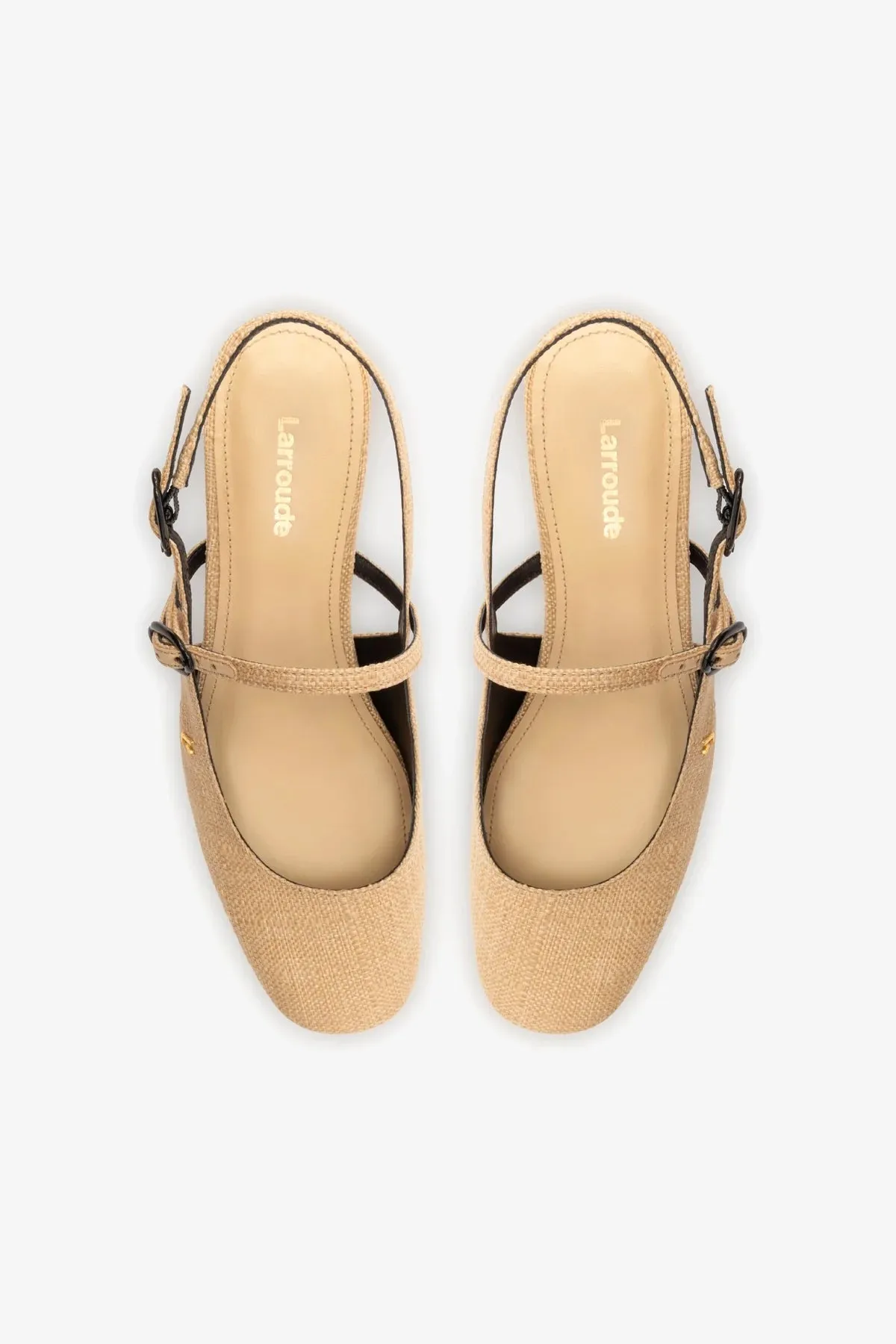 Georgina Pump In Beige Raffia and Black Trimming