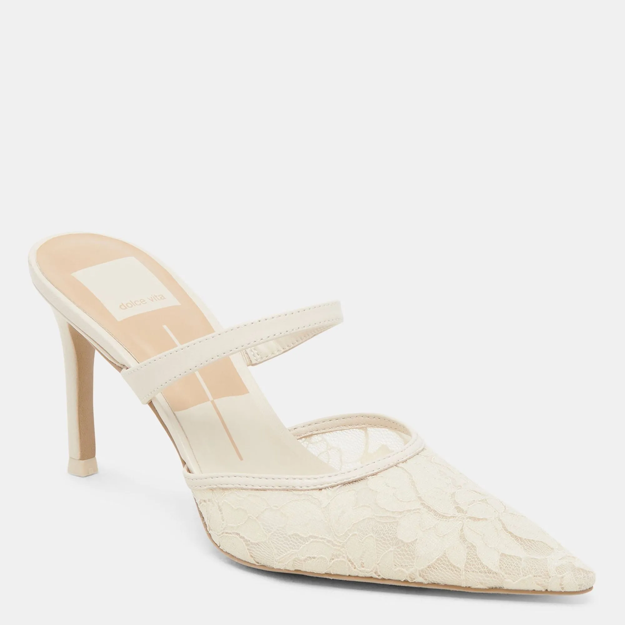 Katik Wide Heels White Floral Lace