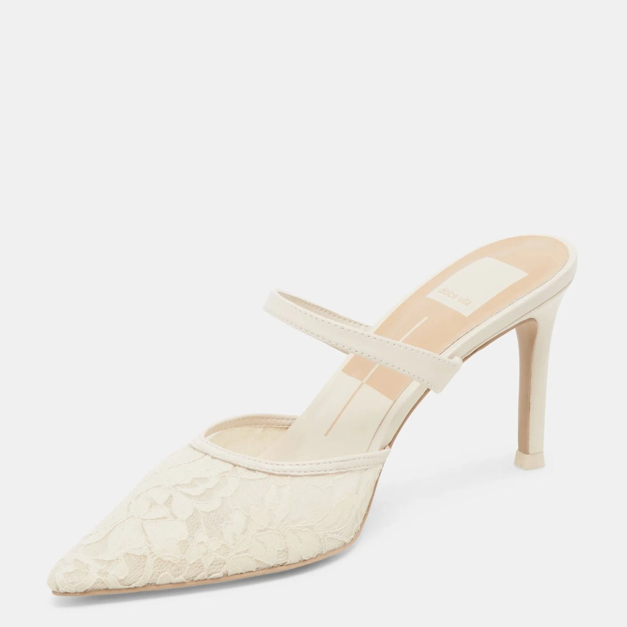 Katik Wide Heels White Floral Lace