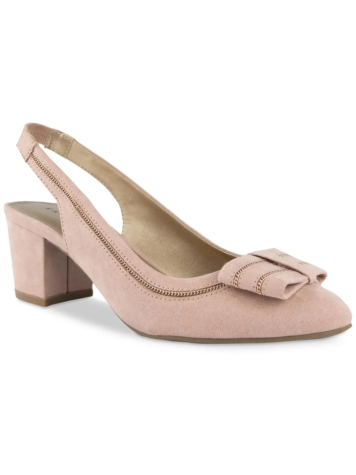 Lanna Womens Faux Suede Almond Toe Slingback Heels