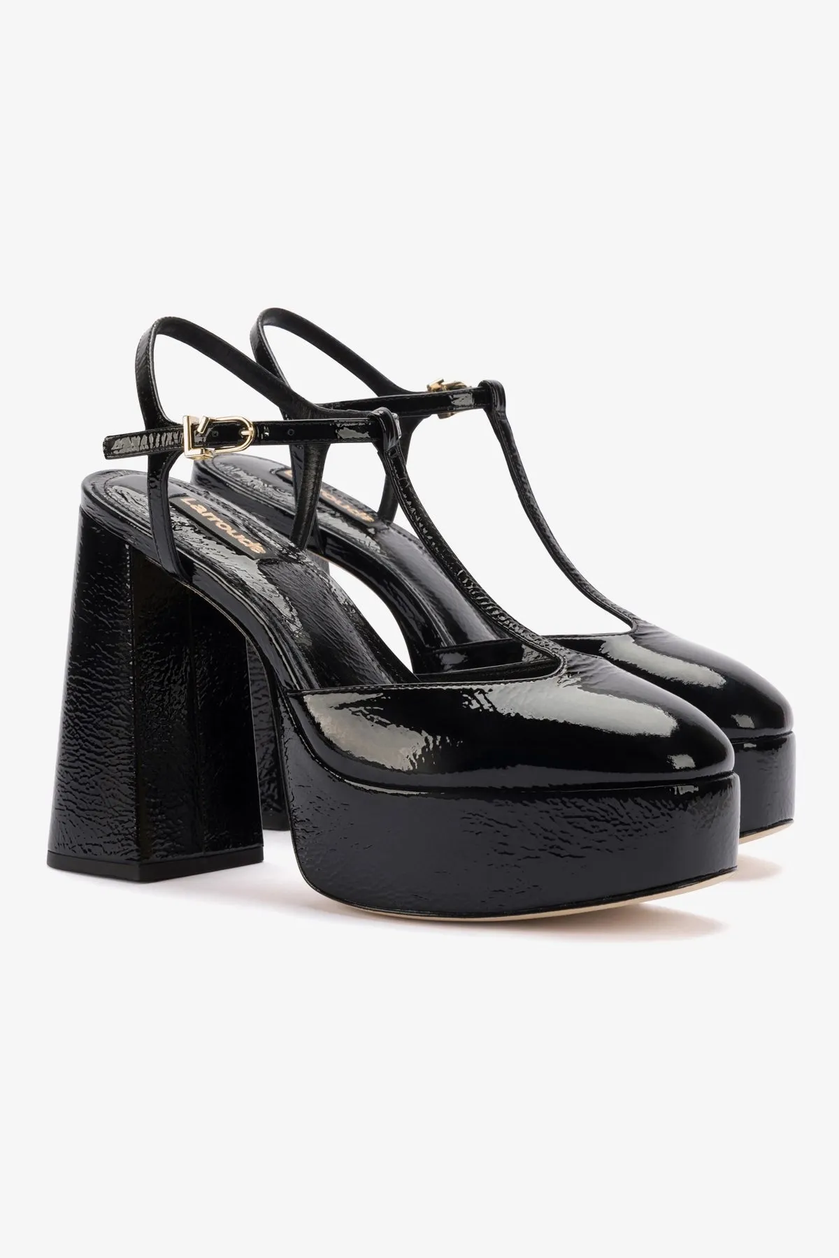 Pixie Pump In Black Cracked Patent Leather