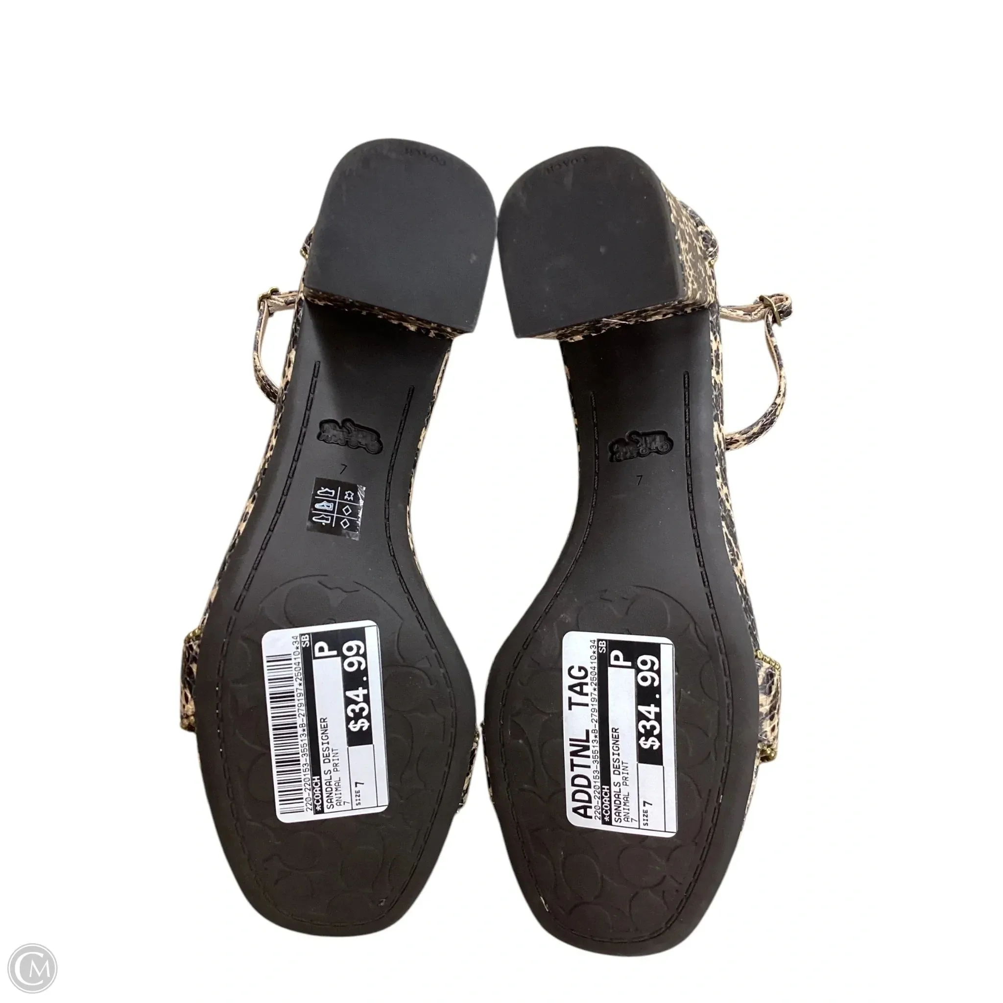 Sandals Designer By Coach In Animal Print, Size: 7