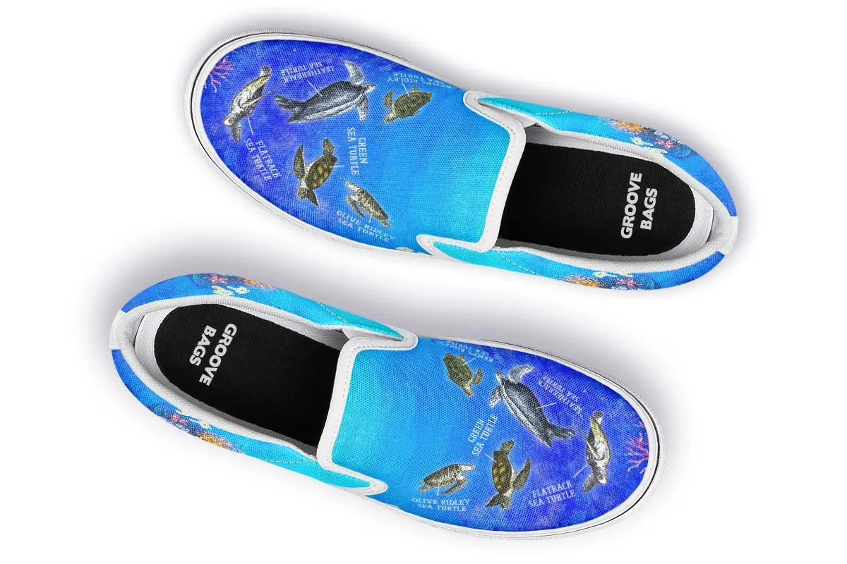Sea Turtle Diagram Slip-On Shoes