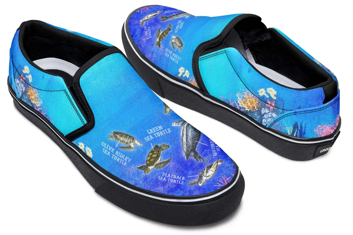 Sea Turtle Diagram Slip-On Shoes