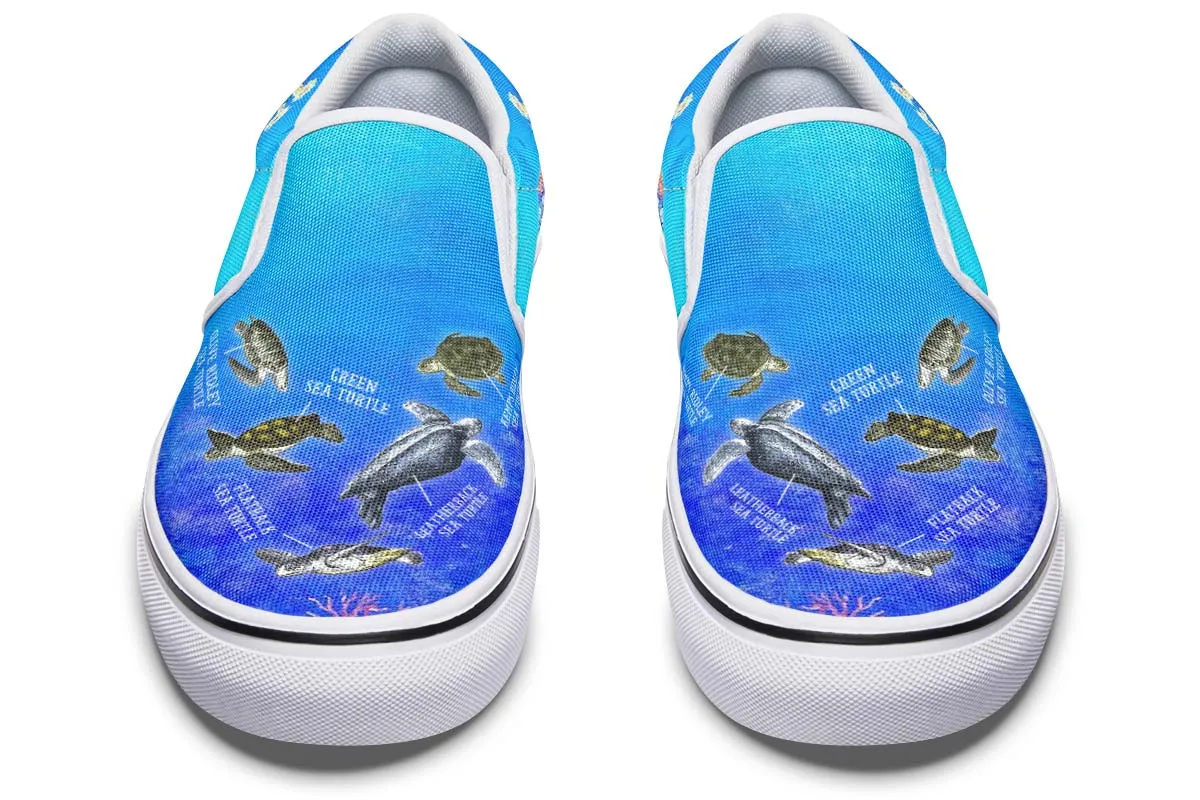 Sea Turtle Diagram Slip-On Shoes