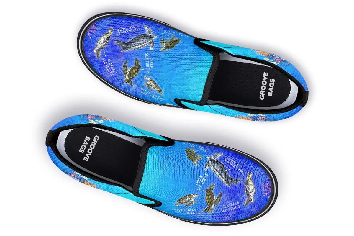Sea Turtle Diagram Slip-On Shoes
