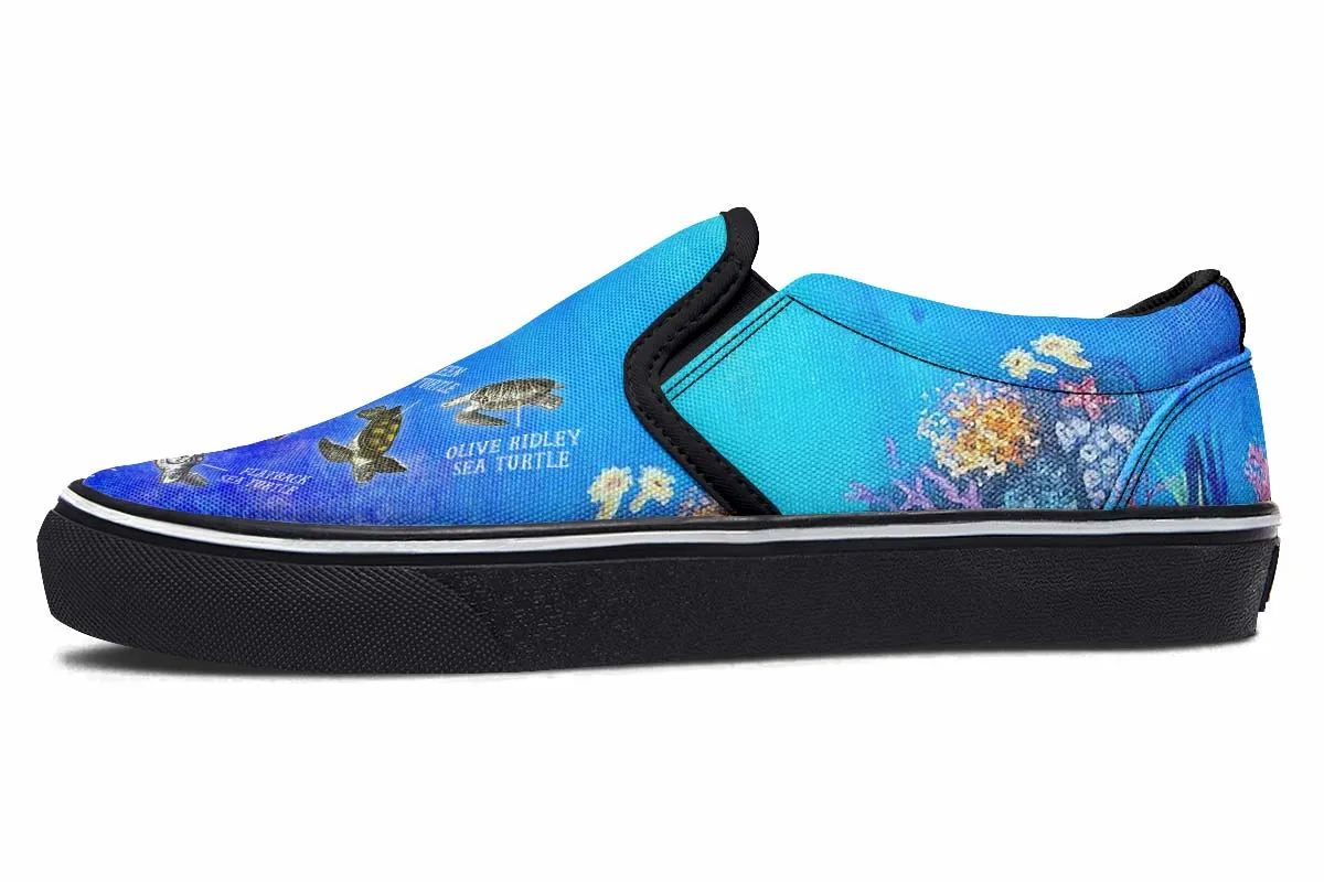 Sea Turtle Diagram Slip-On Shoes
