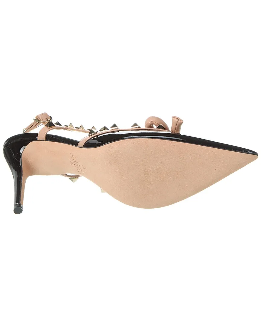 Valentino Rockstud Bow 100 Patent Slingback Pump