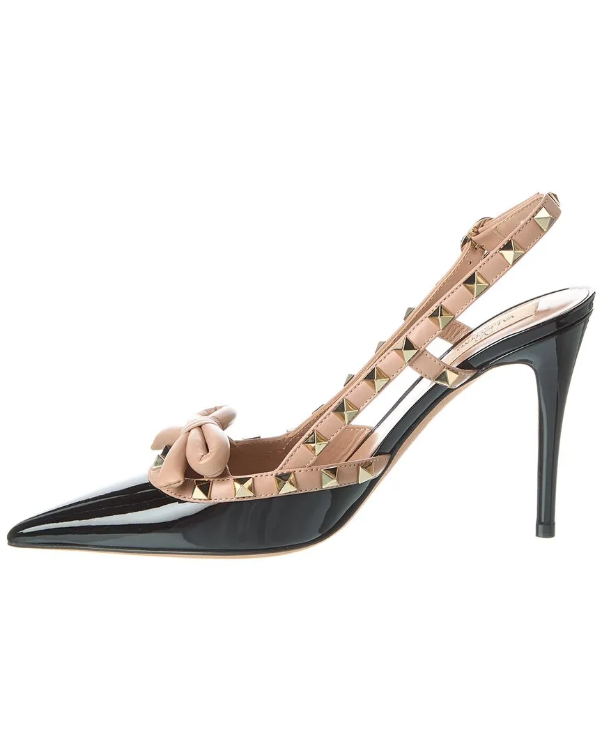 Valentino Rockstud Bow 100 Patent Slingback Pump