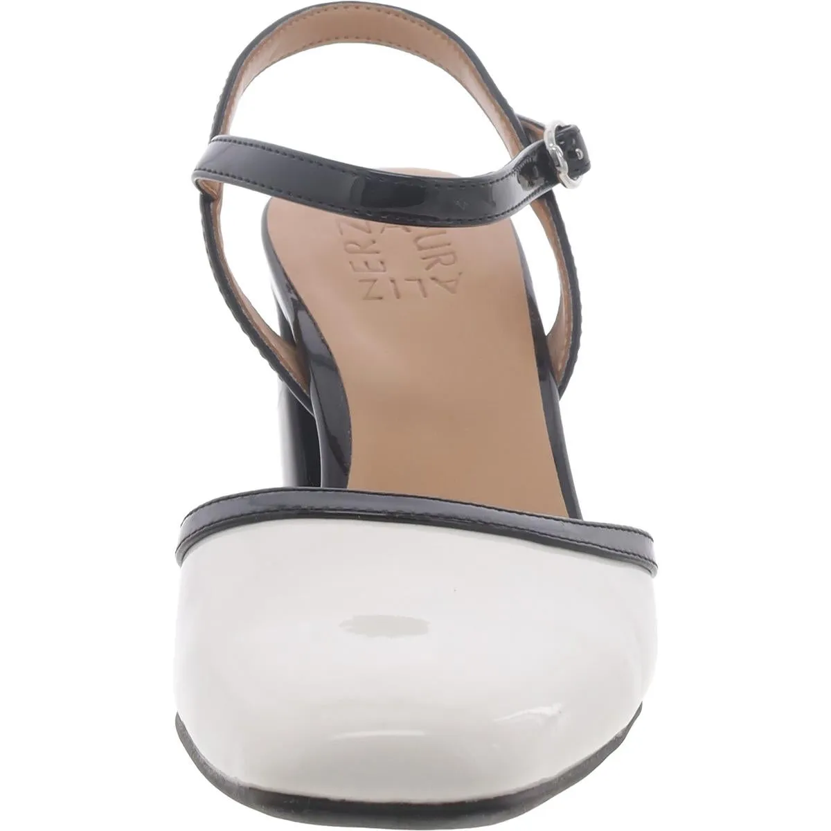Wave Womens Patent Block Heel Slingback Heels