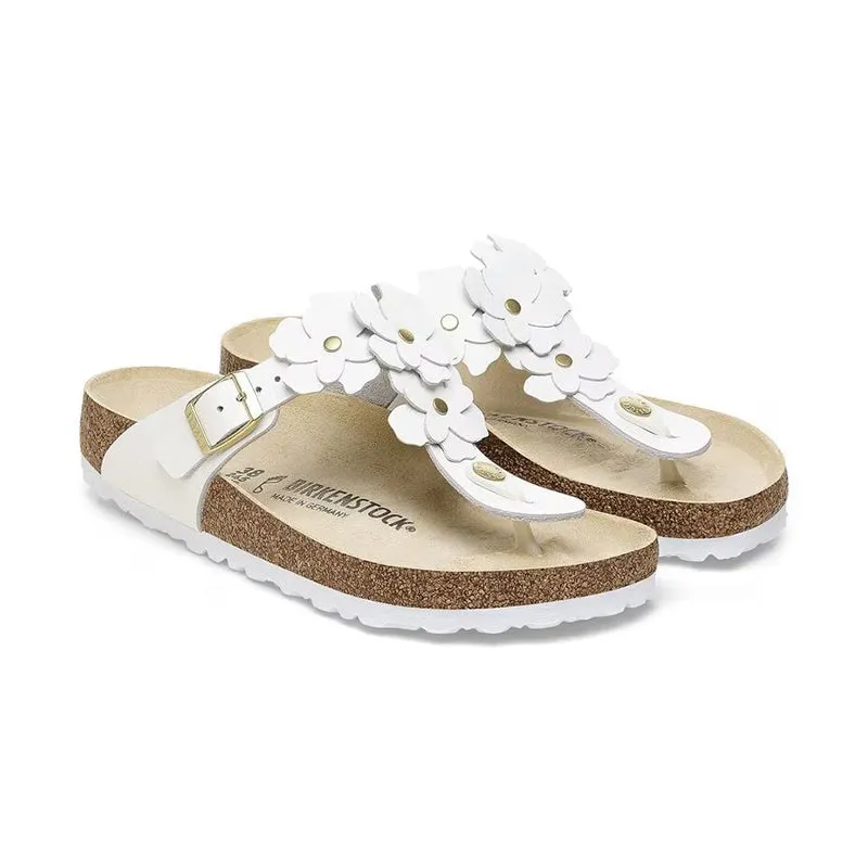 Women's Gizeh Flowers White Leather