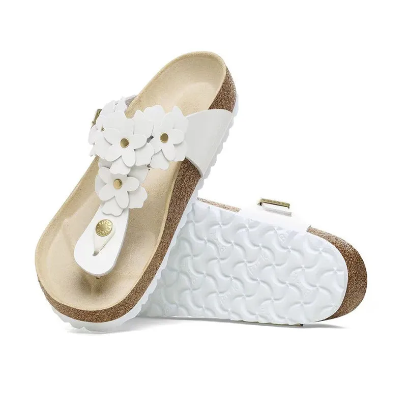 Women's Gizeh Flowers White Leather