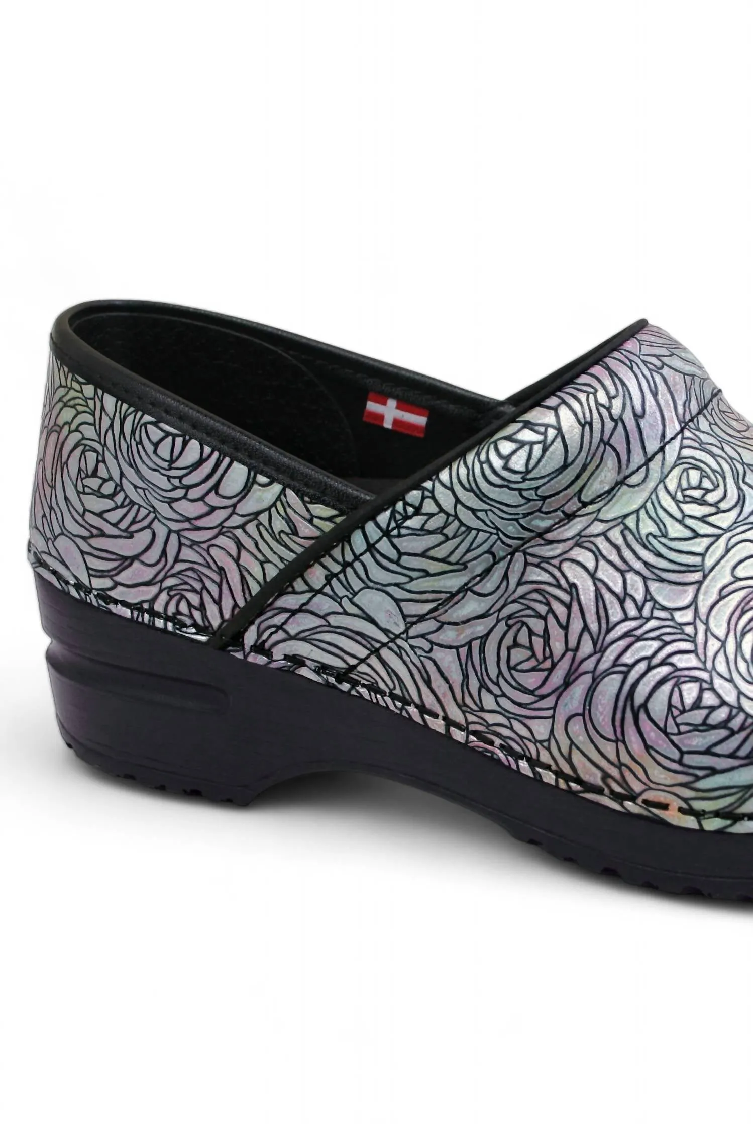 Women's Original Professional Mittersill Clog In Embossed Silver Leather