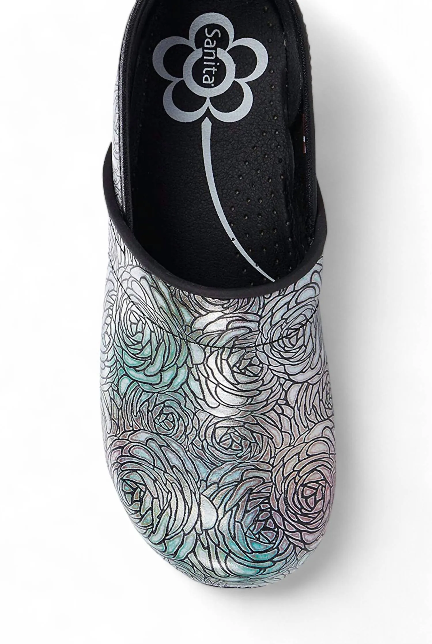 Women's Original Professional Mittersill Clog In Embossed Silver Leather
