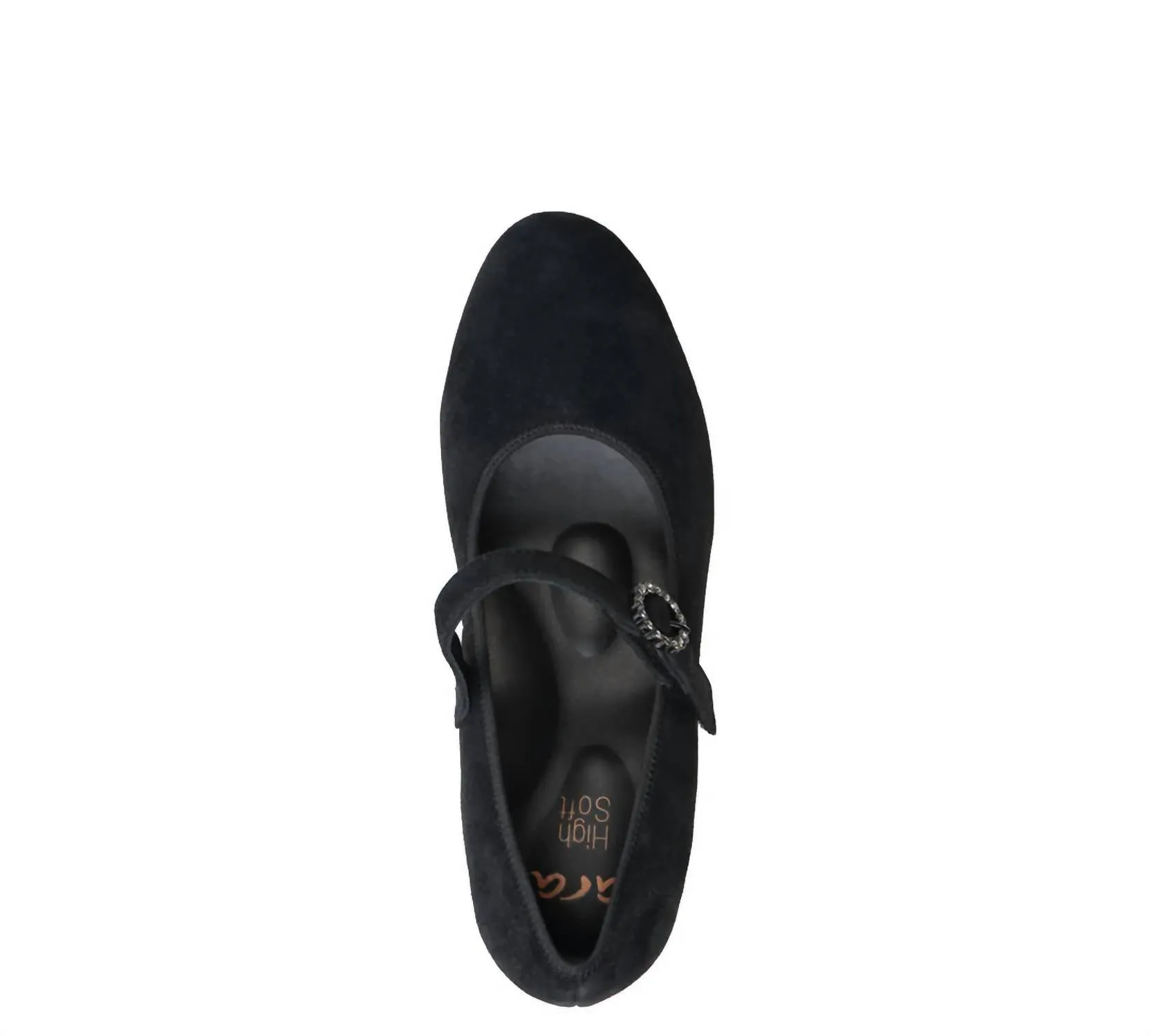 Women's Rhinestone Buckle Mary Jane Pumps In Black Suede